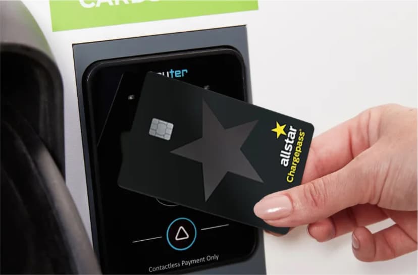 An allstar chargepass card being tapped on an EV charger